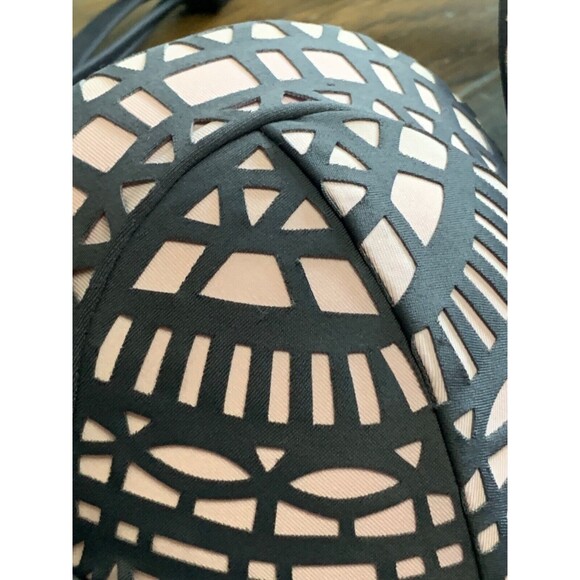 Xhilaration Bikini Top Bandeau Molded Laser Cut Swimsuit Pink Gray Geometric XS - Picture 3 of 9